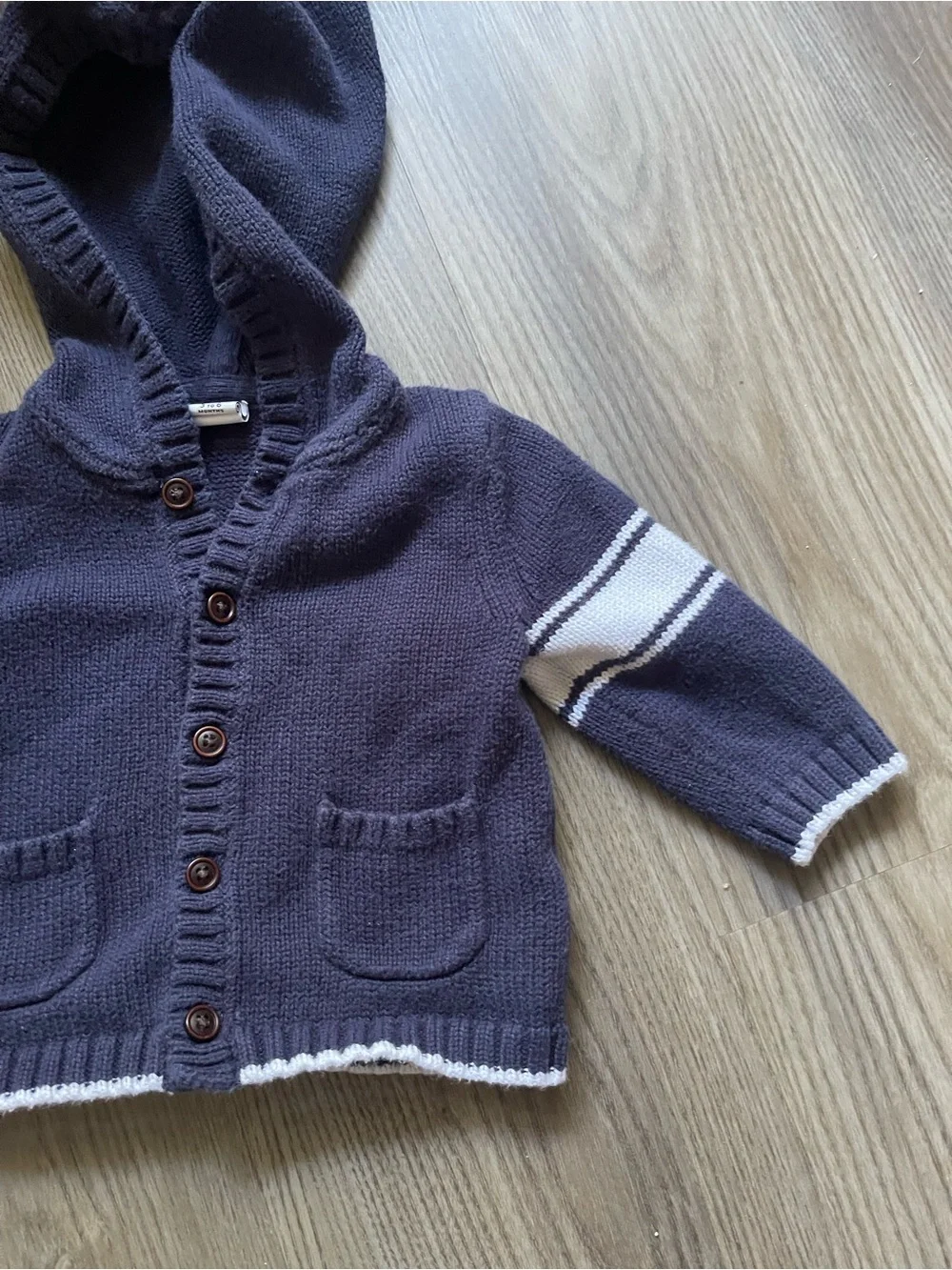 Janie and Jack Navy Varsity Knit Hoodie Sweater Cardigan 3 - 6 Month Preppy chic